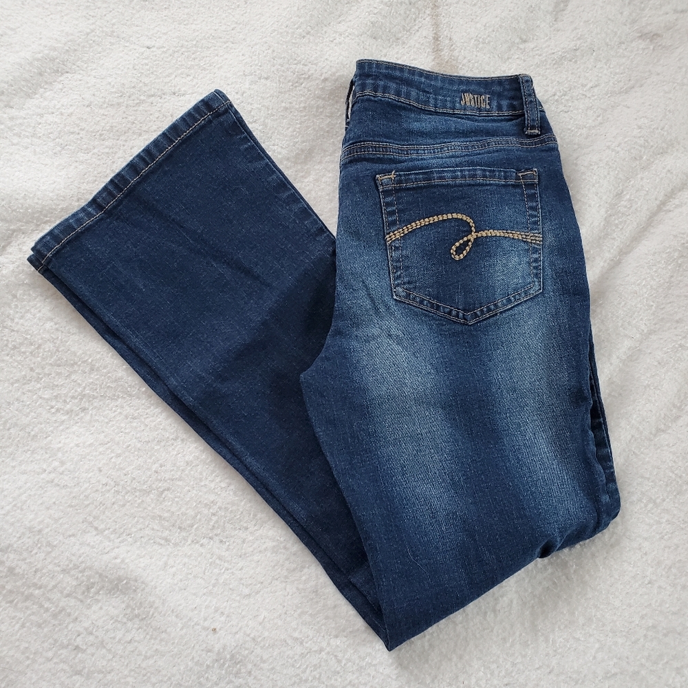 Justice Mid Rise Boot Cut Jeans, Sz 10 Plus